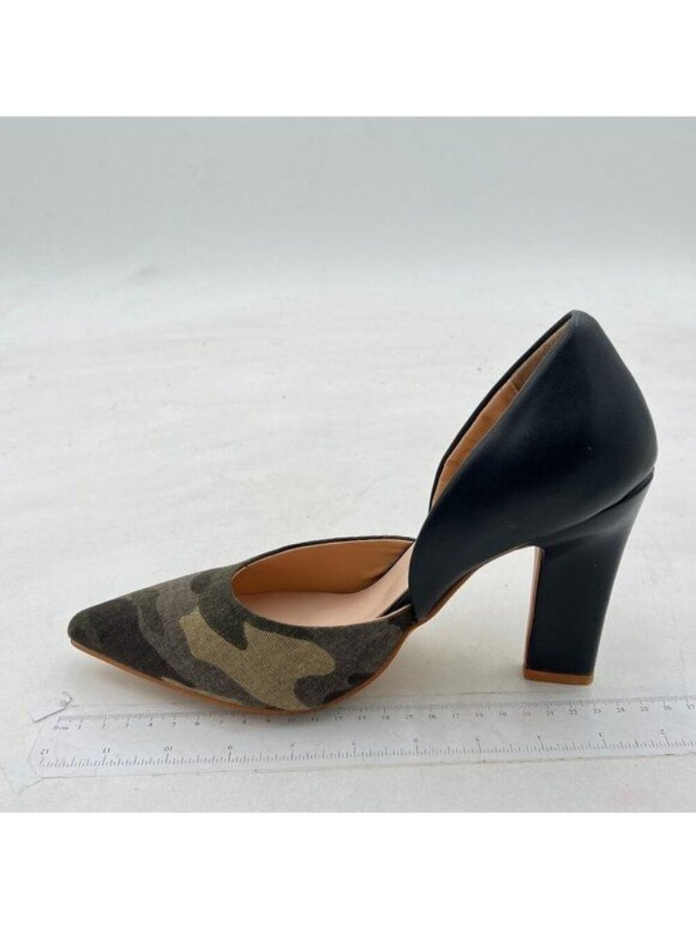 FOWT Women's Chunky-HI Block High Heels Closed Pointed Toe Pumps Dress Black